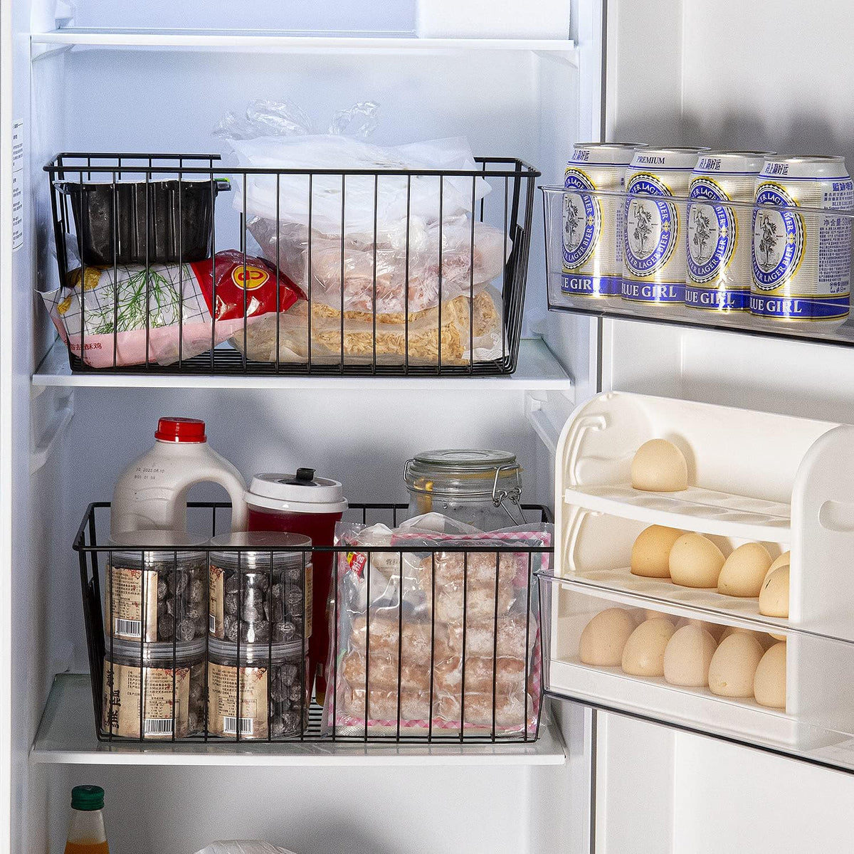 16inch Upright Freezer Organizer Baskets for 13-14,16-21 cu.ft Standup Freezer, Settle freezer