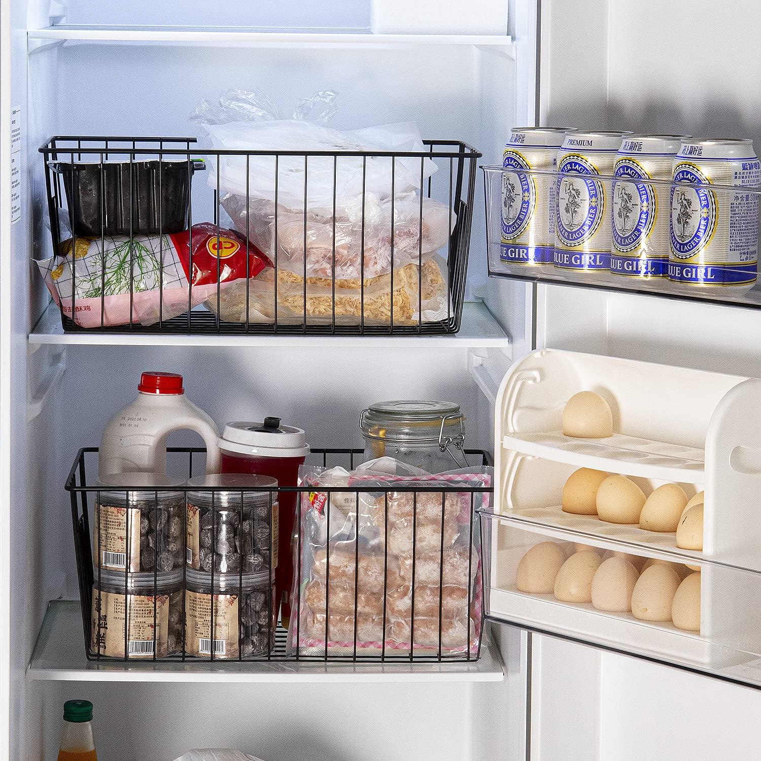 Freezer Organizer Bins, Upright Freezer Baskets for 16, 17, 21 cu.ft Standup Freezer, Durable