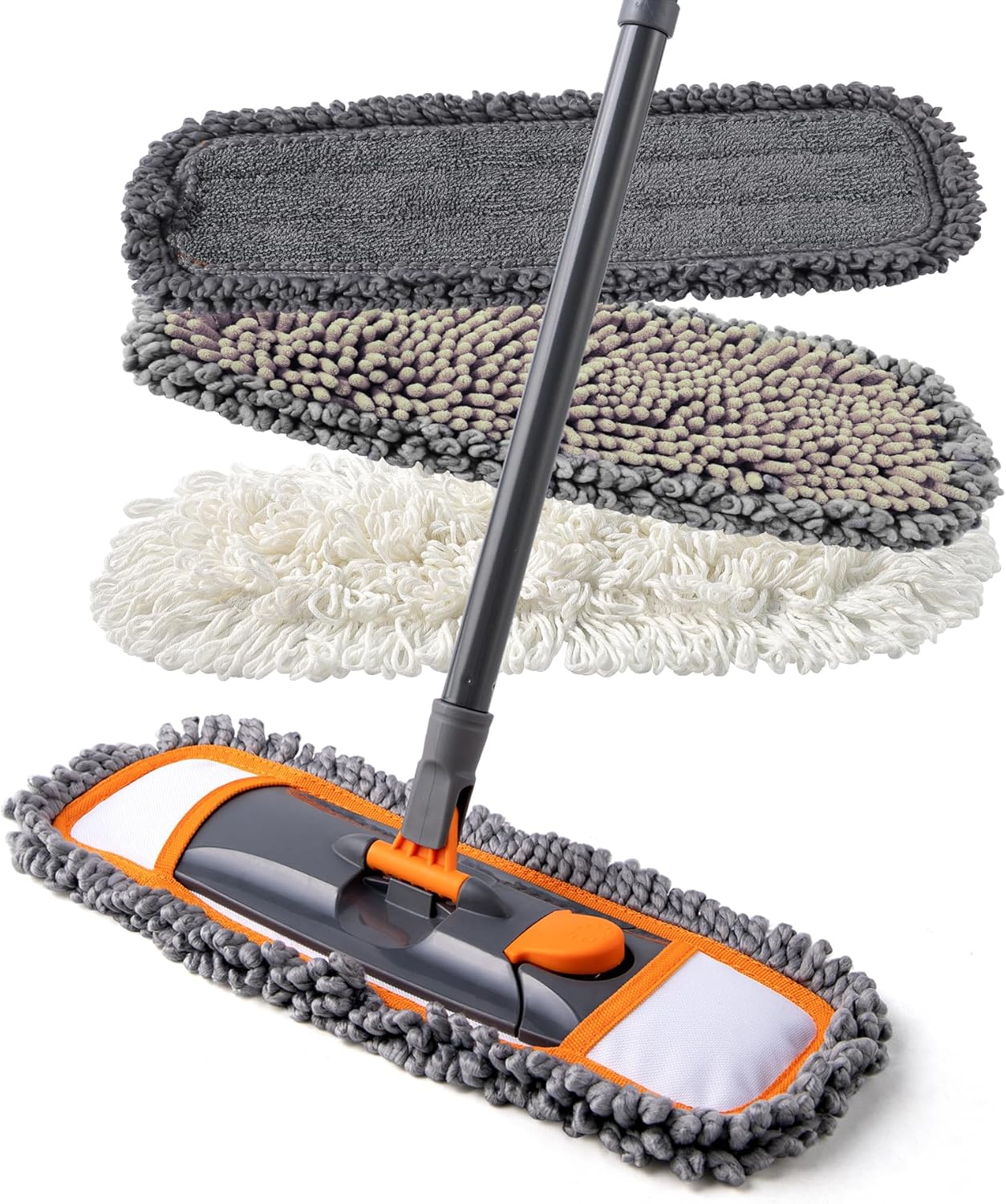 Mops for Floor Cleaning with 3 Different Washable Pads and Extendable 55” Long Handle