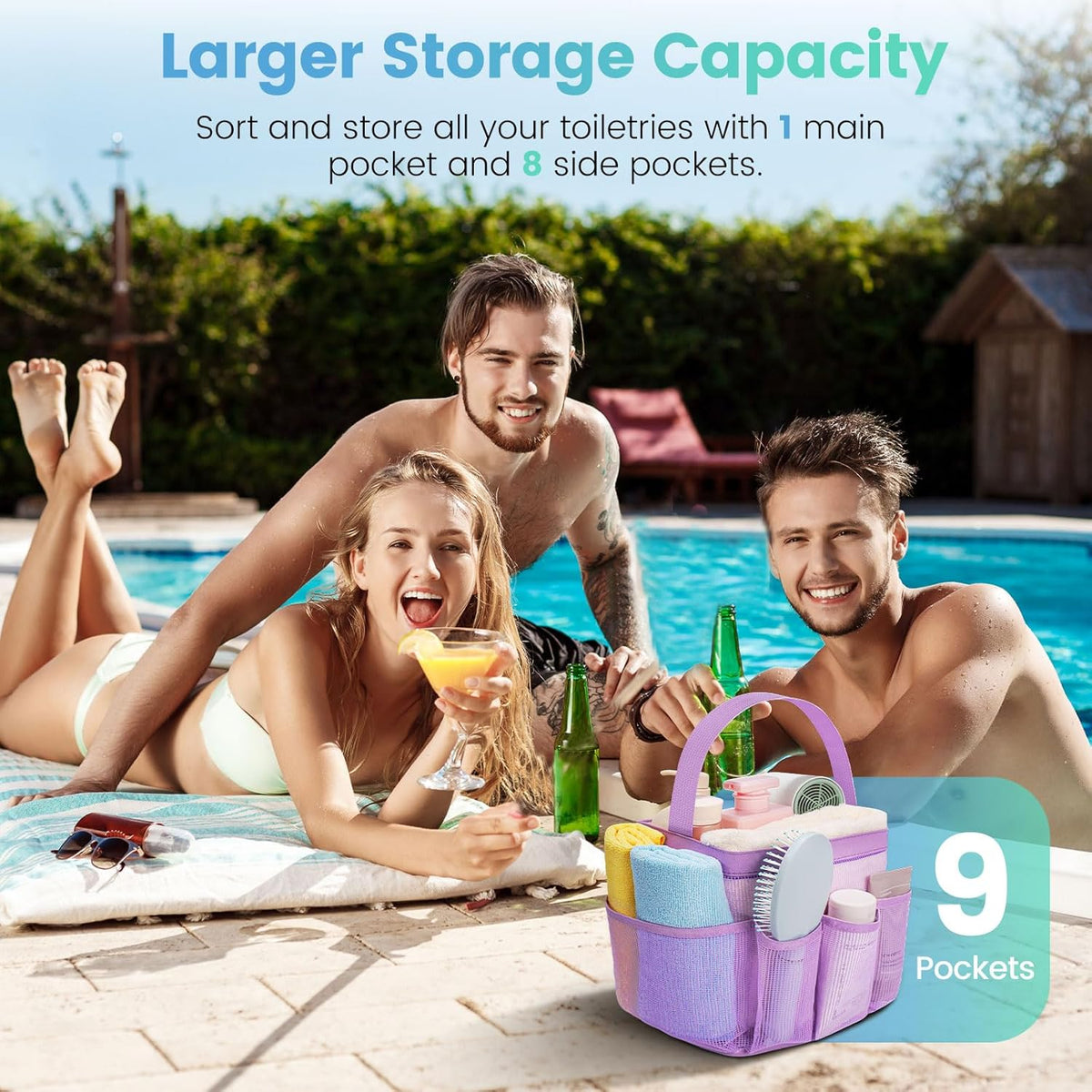 Camping Essentials Shower Caddy Portable for College Dorm Room Essentials for Girls with 9