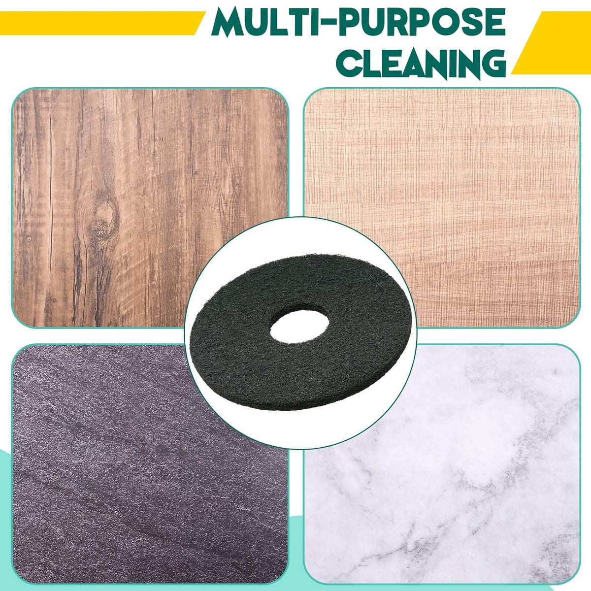 12" Black Scrubbing Pads Commercial Cleaning Orbiter Pads-Maintenance Non Woven for Floor Buffer