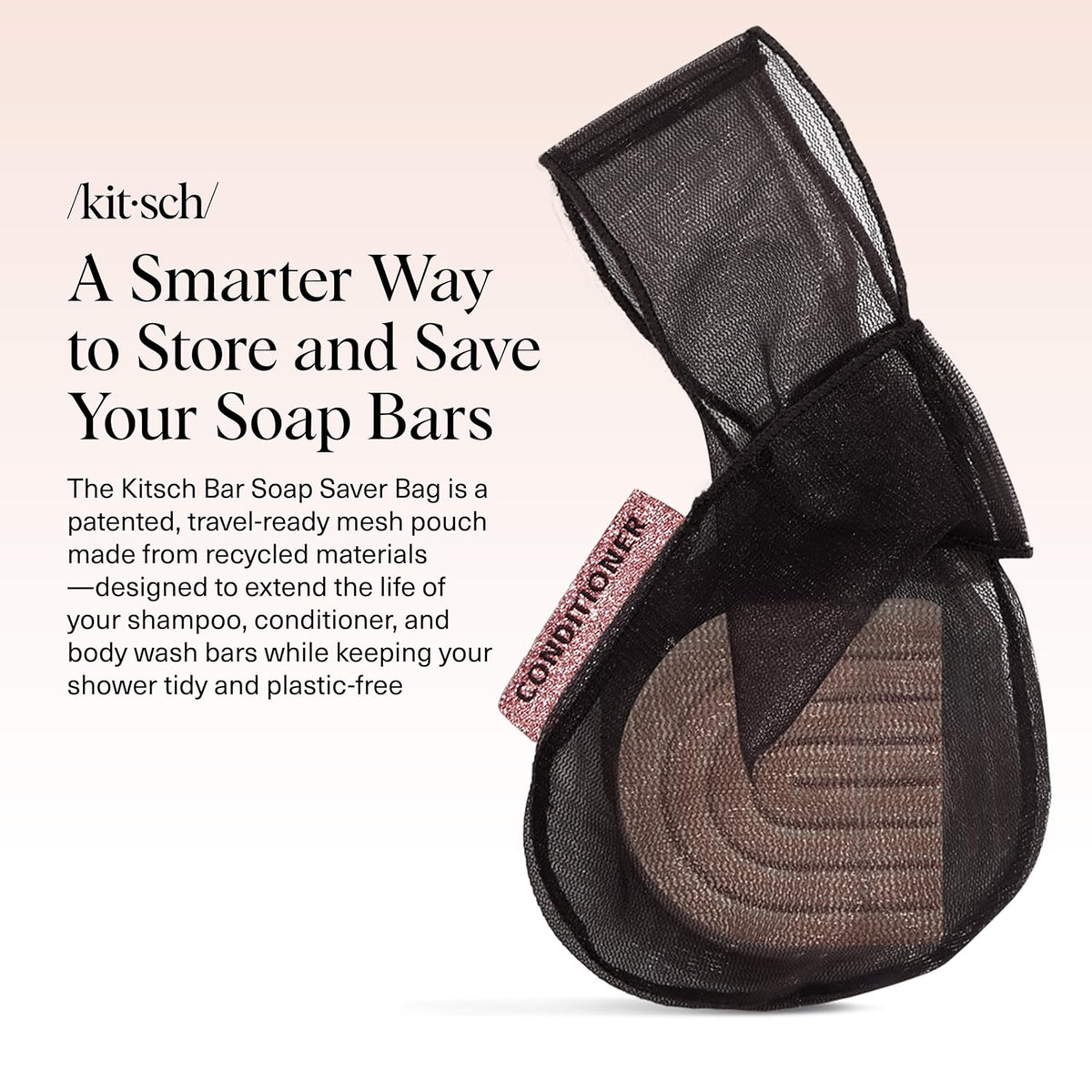 Kitsch Bar Soap Saver Bag – Patented Mesh Bag Soap Holder for Shampoo and Conditioner Bars