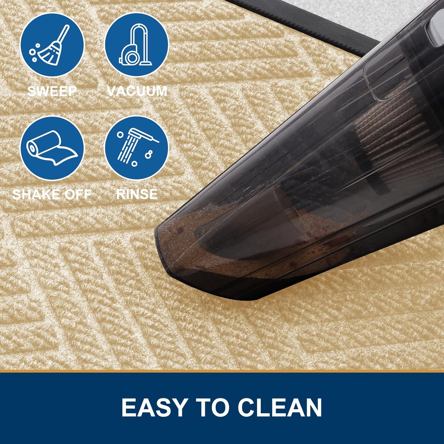 Smiry Front Door Mat Outside Entrance, Heavy Duty Outdoor Indoor Natural Rubber Doormat, Non Slip