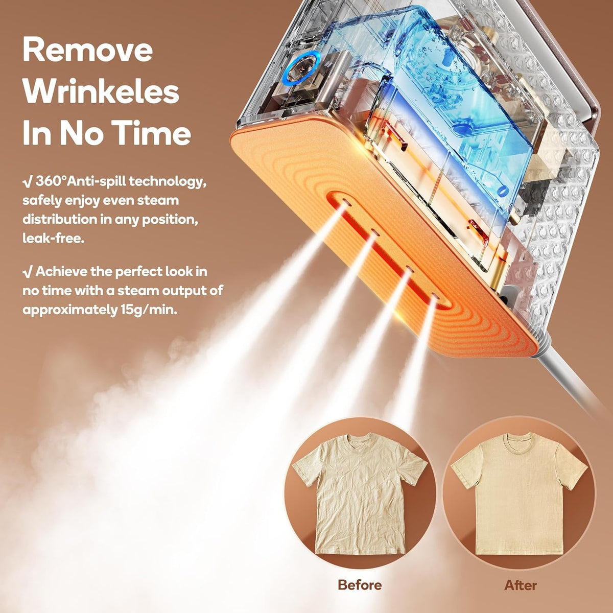 Newbealer Travel Steam Iron for Clothes, Global Voltage 100-240V Handheld Steamer, 293℉ Dry