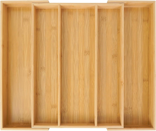 Utoplike Bamboo Expandable Kitchen Drawer Organizer, Adjustable Utensil Holder and Cutlery Tray
