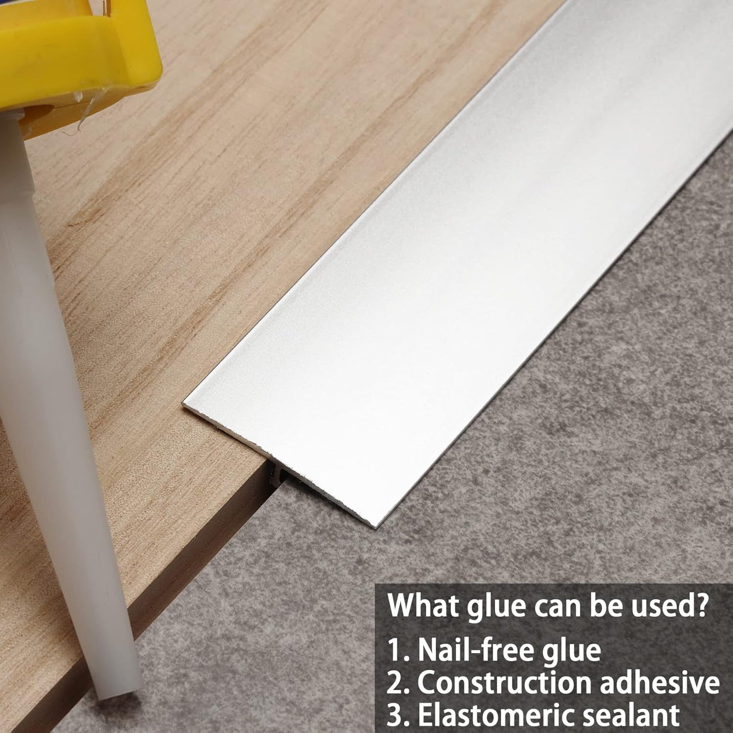 3Pcs Aluminum T Molding Trim & Floor Transition Strips, Flat Divider Strip for Door Threshold and