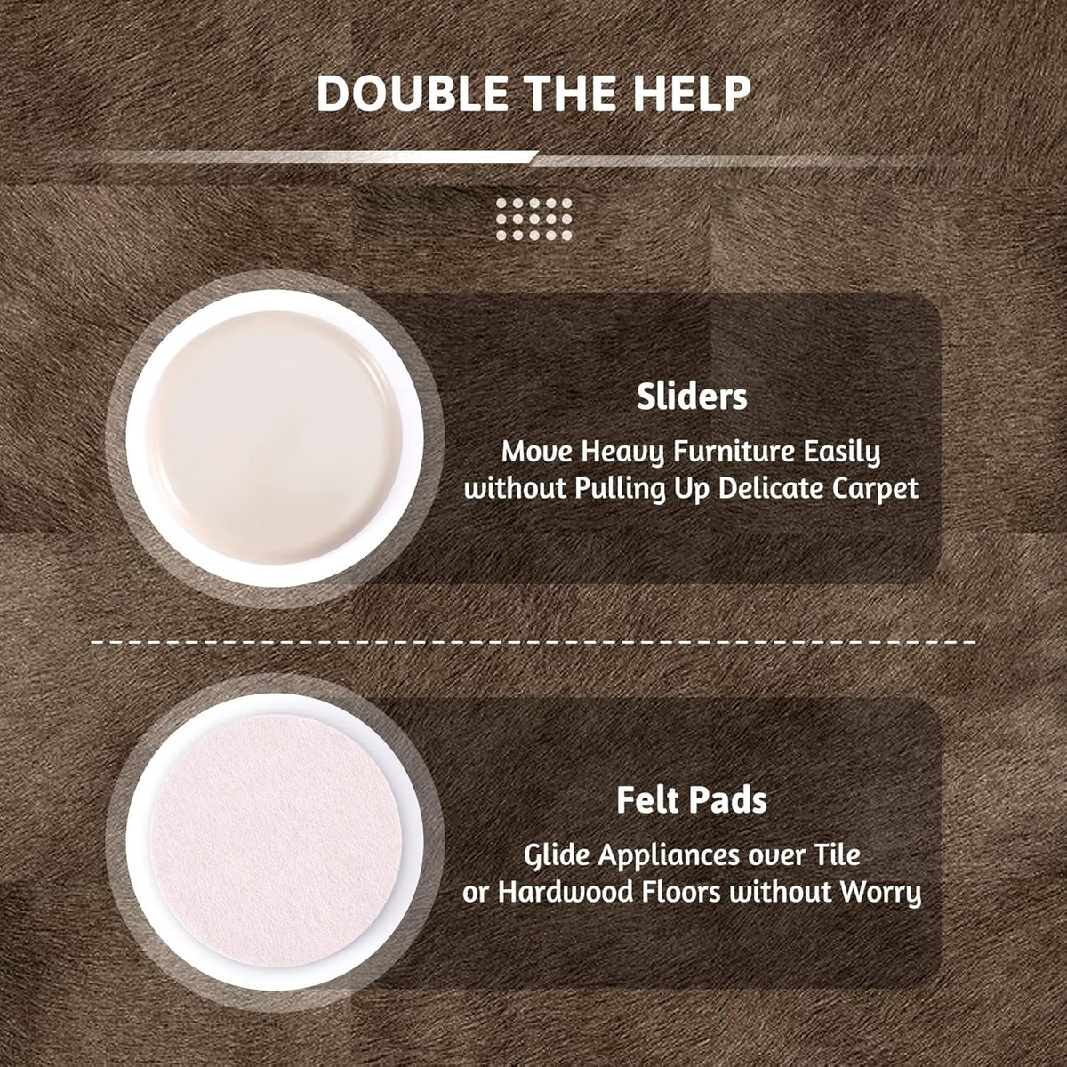 CO-Z Felt Furniture Sliders - 8 Pack with 4 Plastic & 4 Felt Sliders, 3 1/2" Reusable Furniture