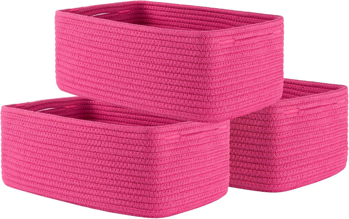 Small Woven Basket, 13.5 x 9.5 x 5 Inches, Storage Basket for Organizing, Cute Small Rope Shelf