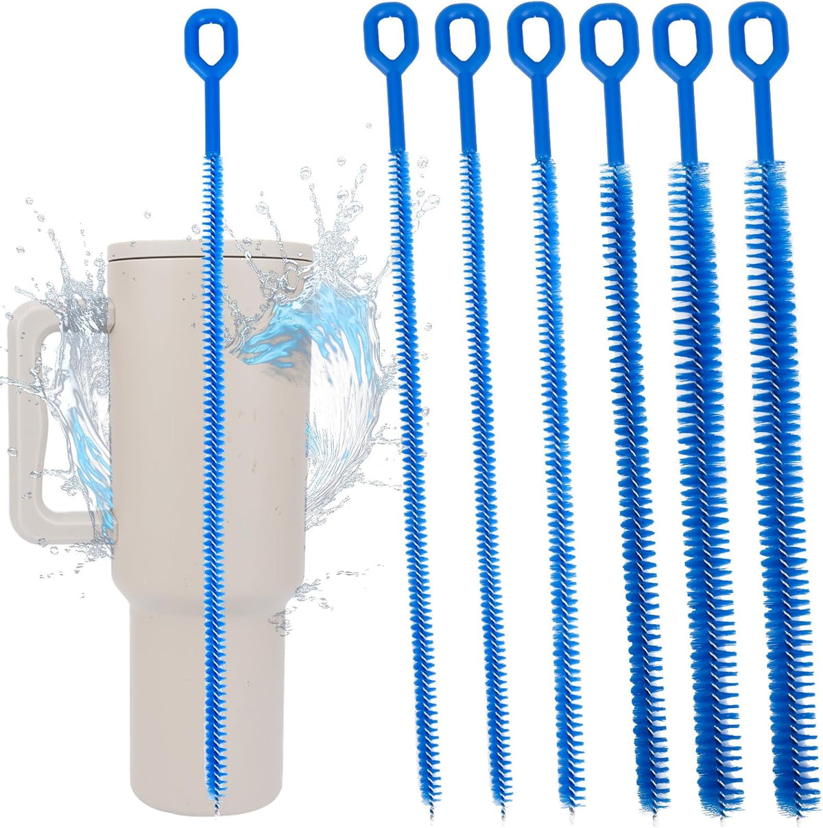 6pcs 12.4in Extra Long Straw Brushes for Stanley, 4 Diameters Full Bristles Coverage Straw Cleaner
