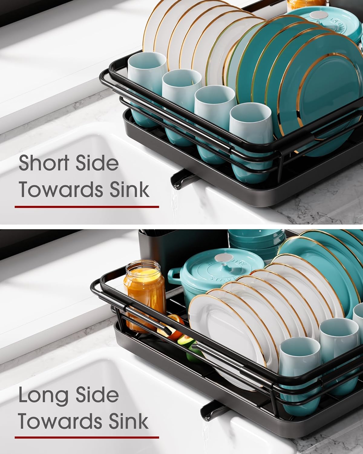 Stainless Steel Dish Drying Rack for Kitchen Counter, Sink Organization and Storage Essentials with