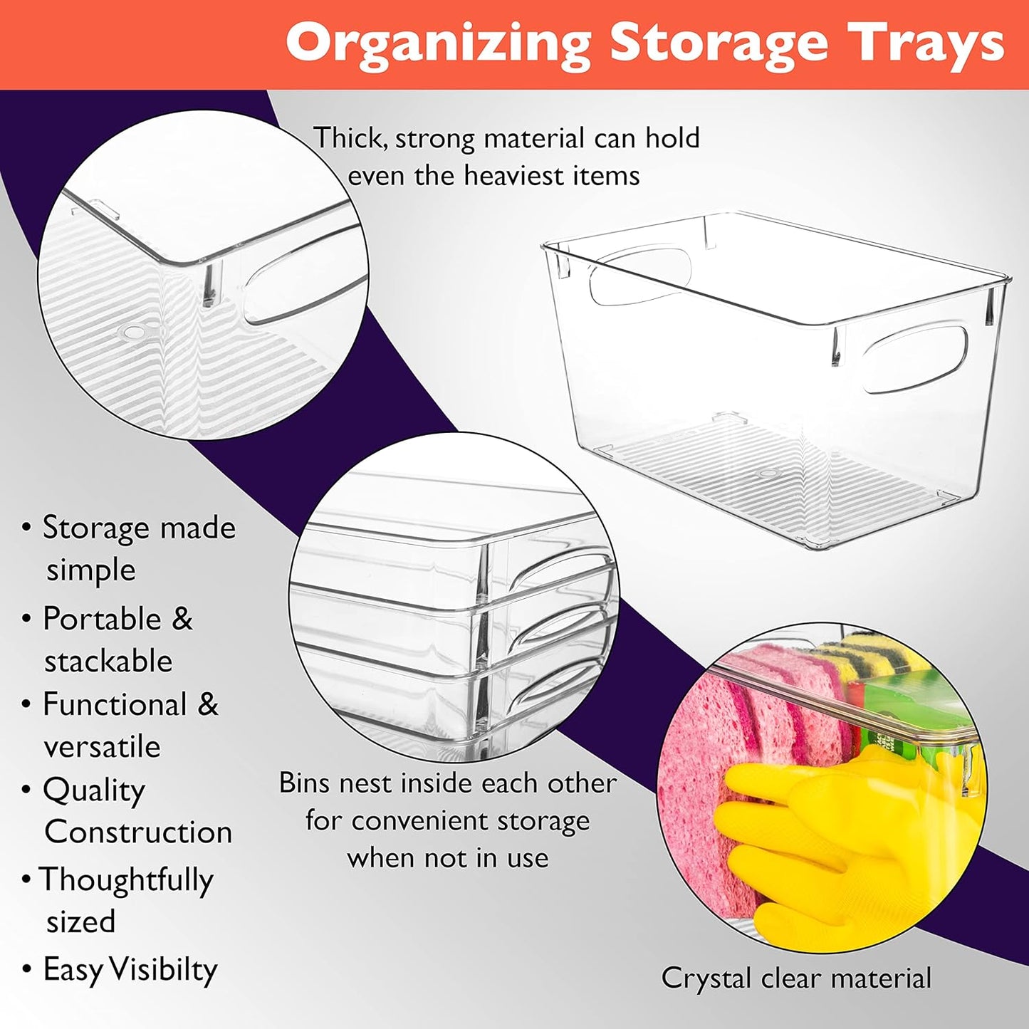 ClearSpace Clear Plastic Storage Bins – Perfect Kitchen Organization and Storage or Pantry Storage