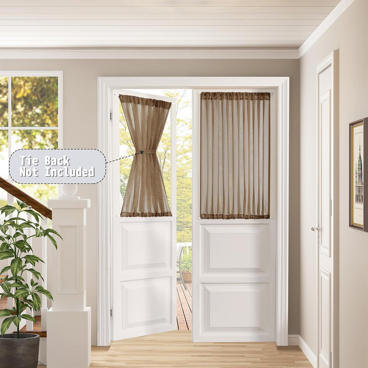 Tollpiz Short Sheer Door Curtains Closet Linen Textured Curtains Sheer Doorway Light Filtering