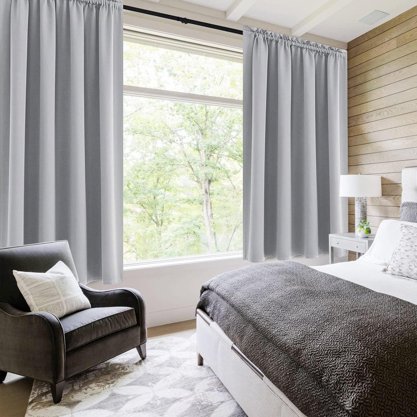DWCN Blackout Curtains Room Darkening Thermal Insulated Bedroom Curtains Window Curtain Panels, 52