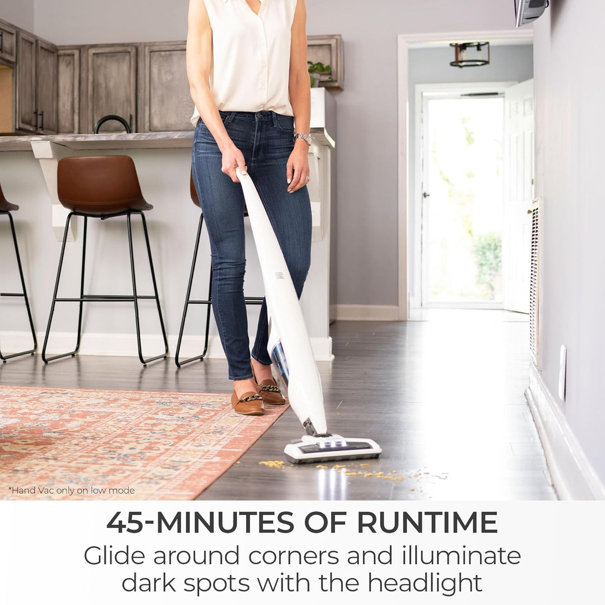 Kenmore DS1030 Cordless Stick Vacuum Lightweight Cleaner 2-Speed Power Suction LED Headlight 2-in-1