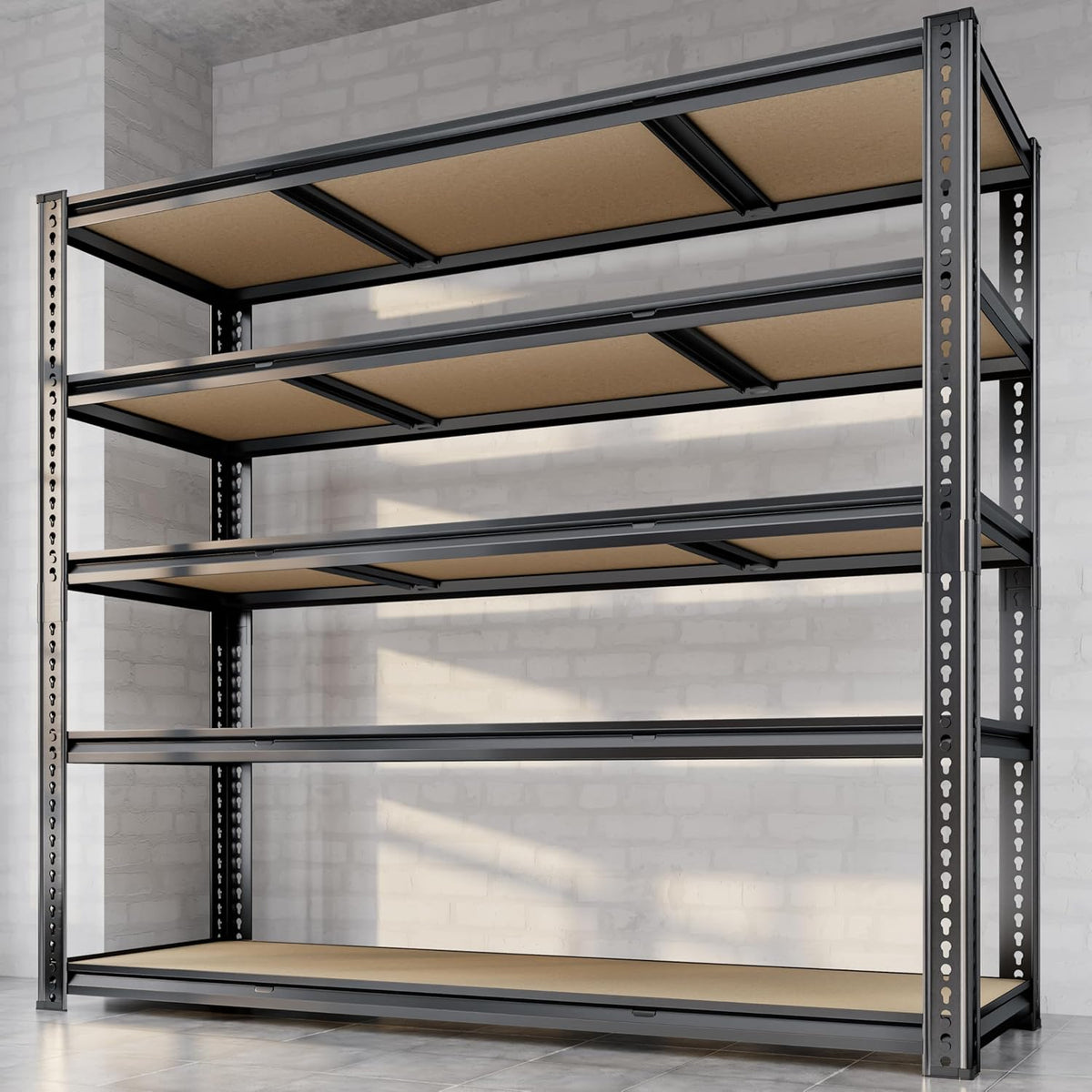48"W Garage Shelving, 3050LBS Storage Shelves Heavy Duty, 5 Tier Metal Shelving Unit Adjustable