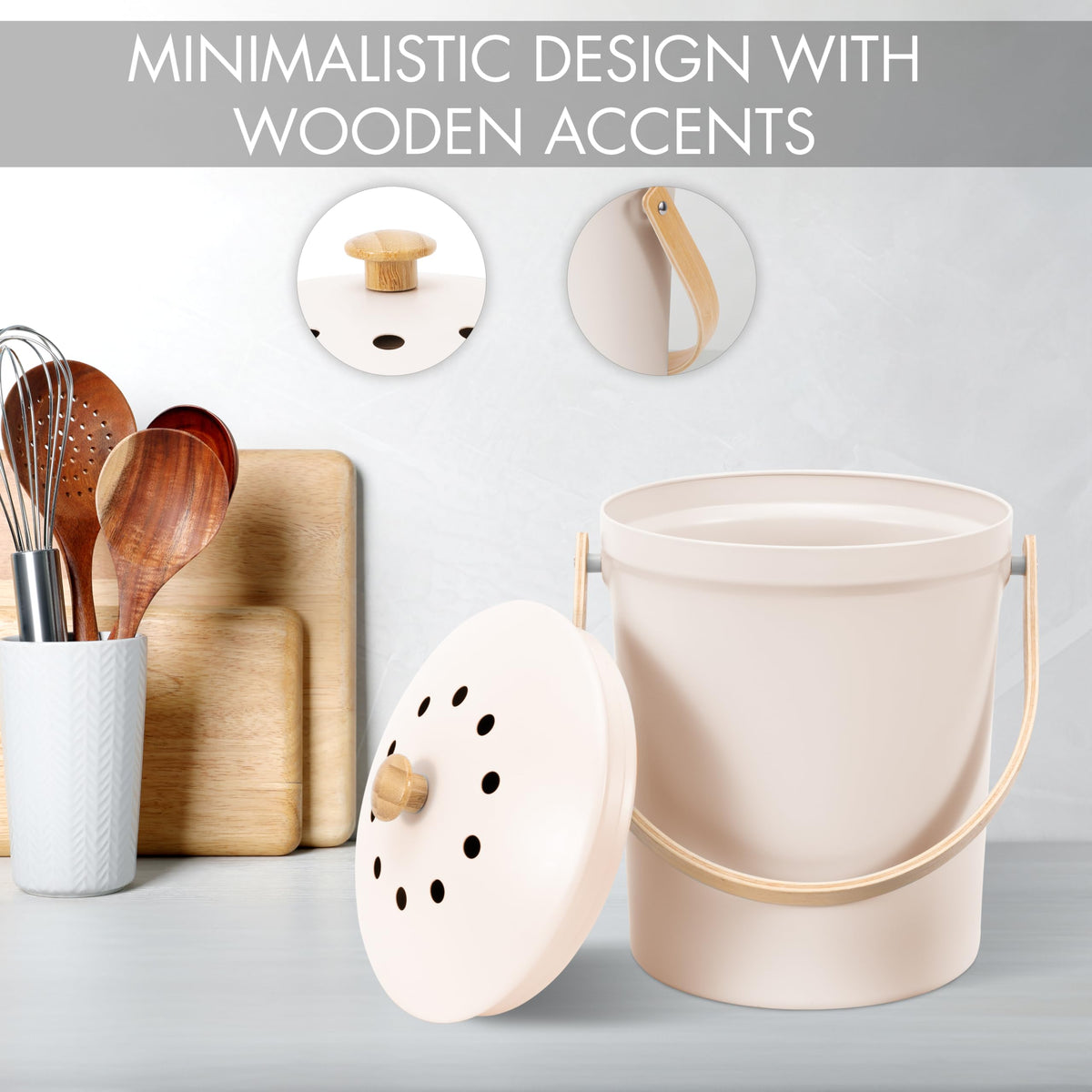 Beautiful Kitchen Compost Bin with Smell Proof Lid - Rust Proof and Odorless Compost Bucket for