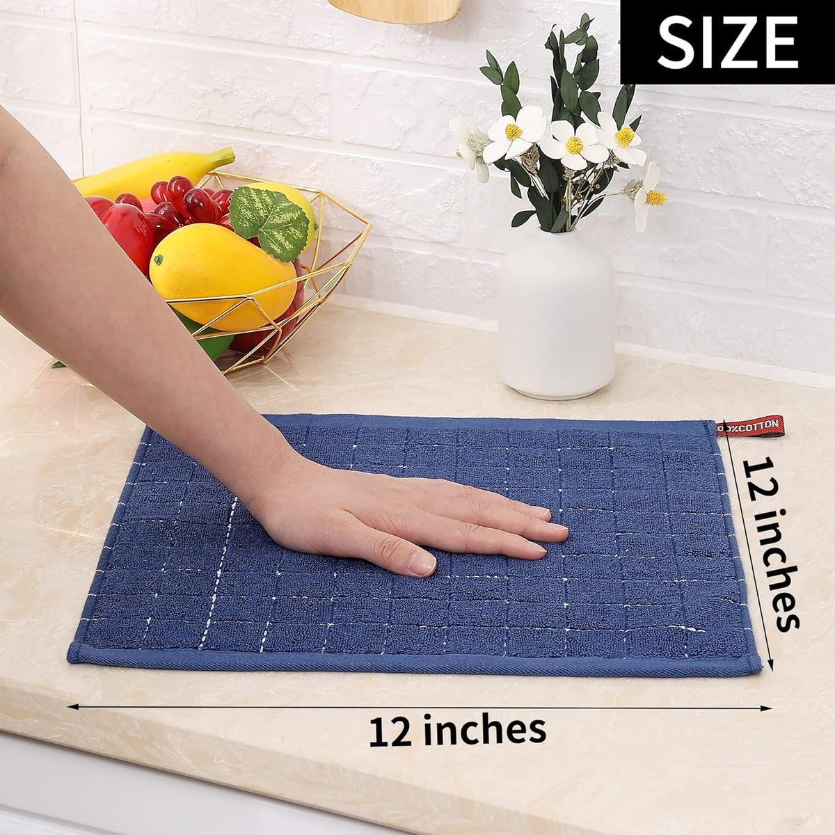 Homaxy 100% Cotton Terry Kitchen Dish Cloths, Ultra Soft and Absorbent Dish Towels for Kitchen