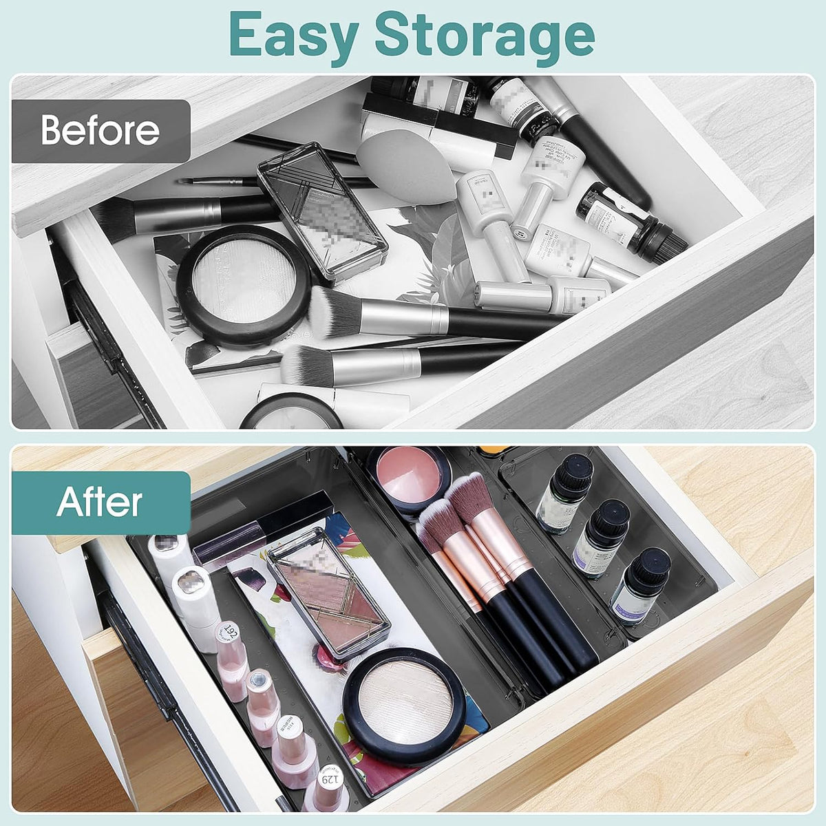 WOWBOX 25 PCS Plastic Drawer Organizer Set, Desk Drawer Divider Organizers and Storage Bins for