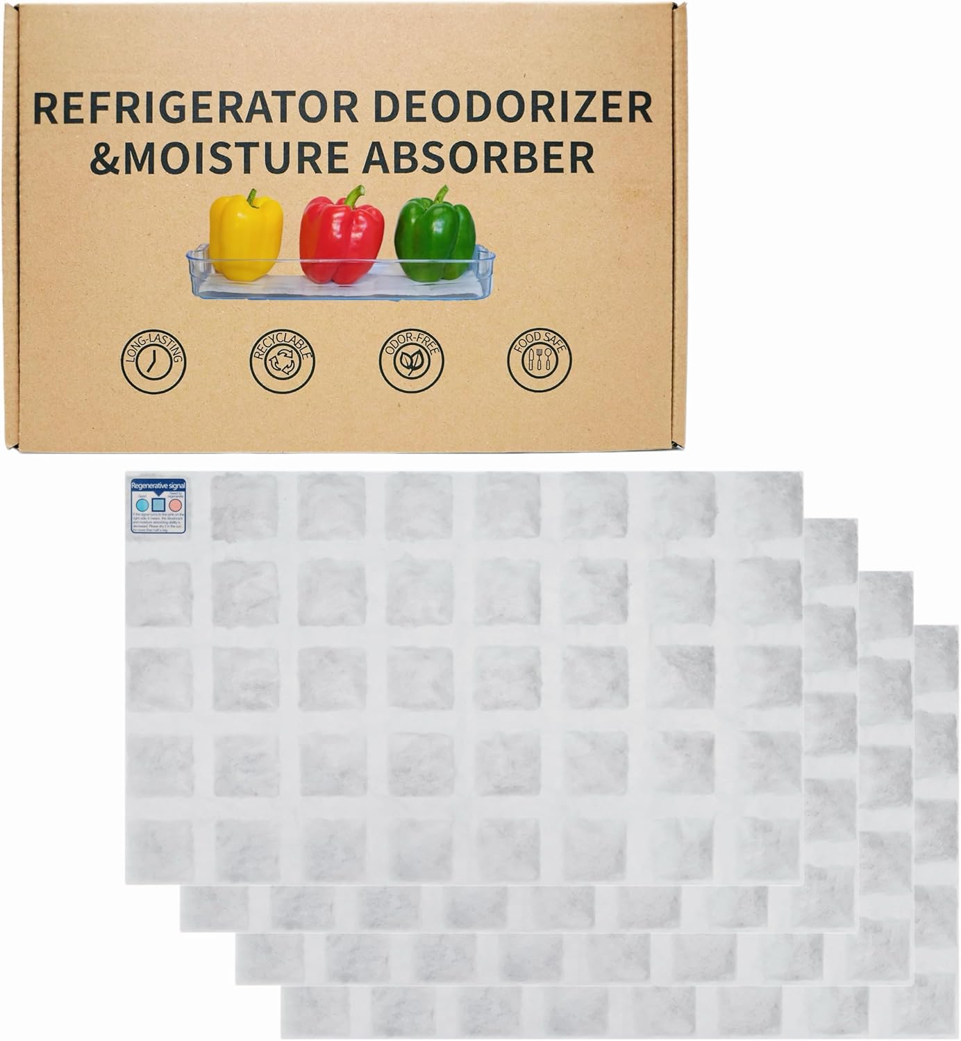 4 Pack Refrigerator Deodorizer, Outperforms Baking Soda Fridge Deodorizer, Odor Eliminator for