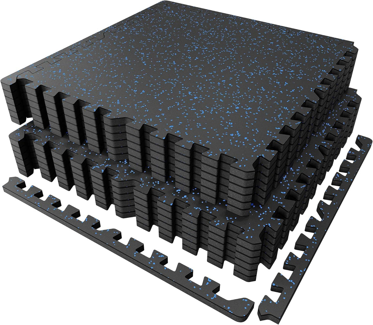 PRAISUN 0.6" Thicker Gym Mat, 12 Tiles 48 Sq Ft Workout Mats, Interlocking Foam Tiles with Rubber