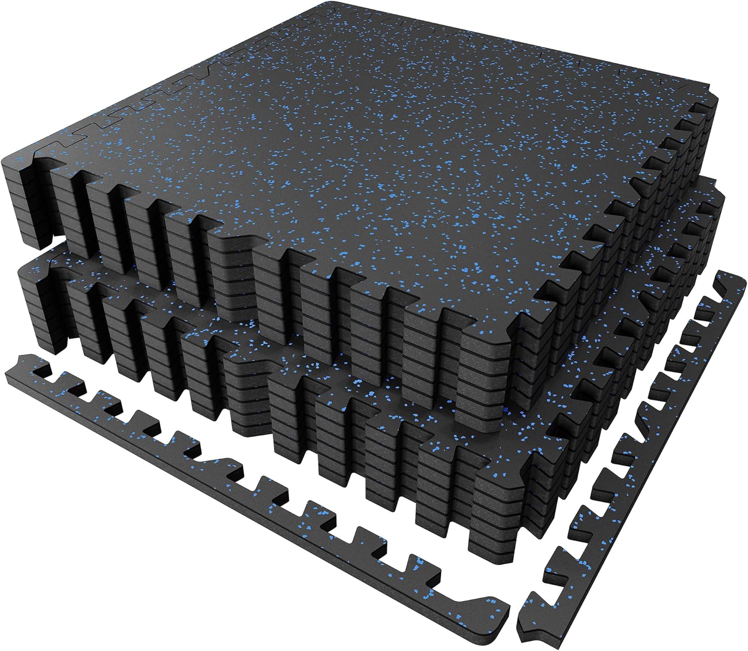 PRAISUN 0.6" Thicker Gym Mat, 12 Tiles 48 Sq Ft Workout Mats, Interlocking Foam Tiles with Rubber