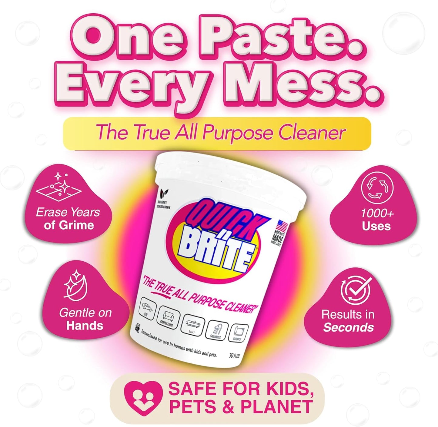 Quick 'n Brite All Purpose Cleaning Paste – Miracle Cleaner for Tough Stains | Eco-Friendly