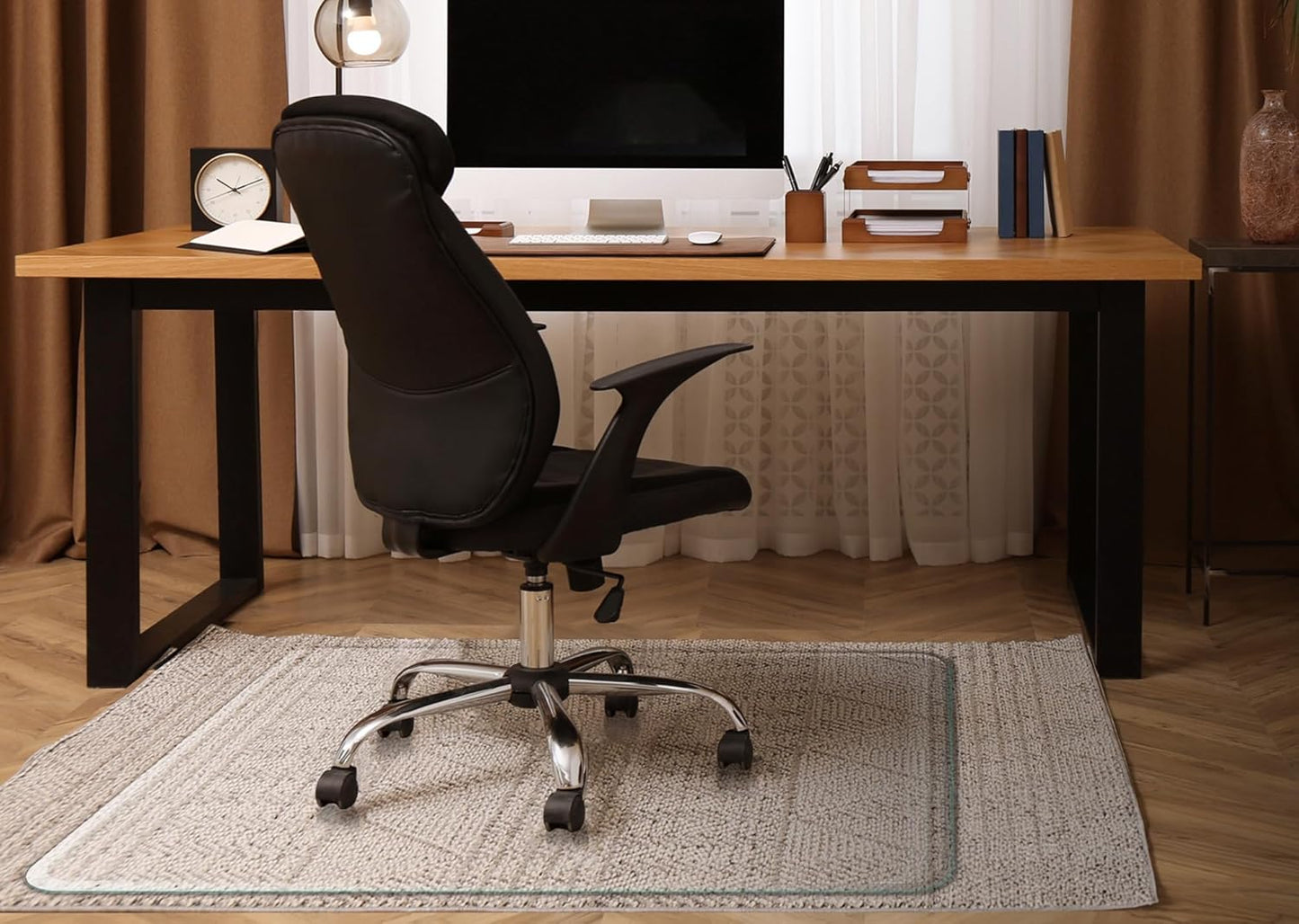 Exclusive Patented Beveled Edge Glass Chair Mat for a Smooth Glide and Easy Roll On/Off by Clearly