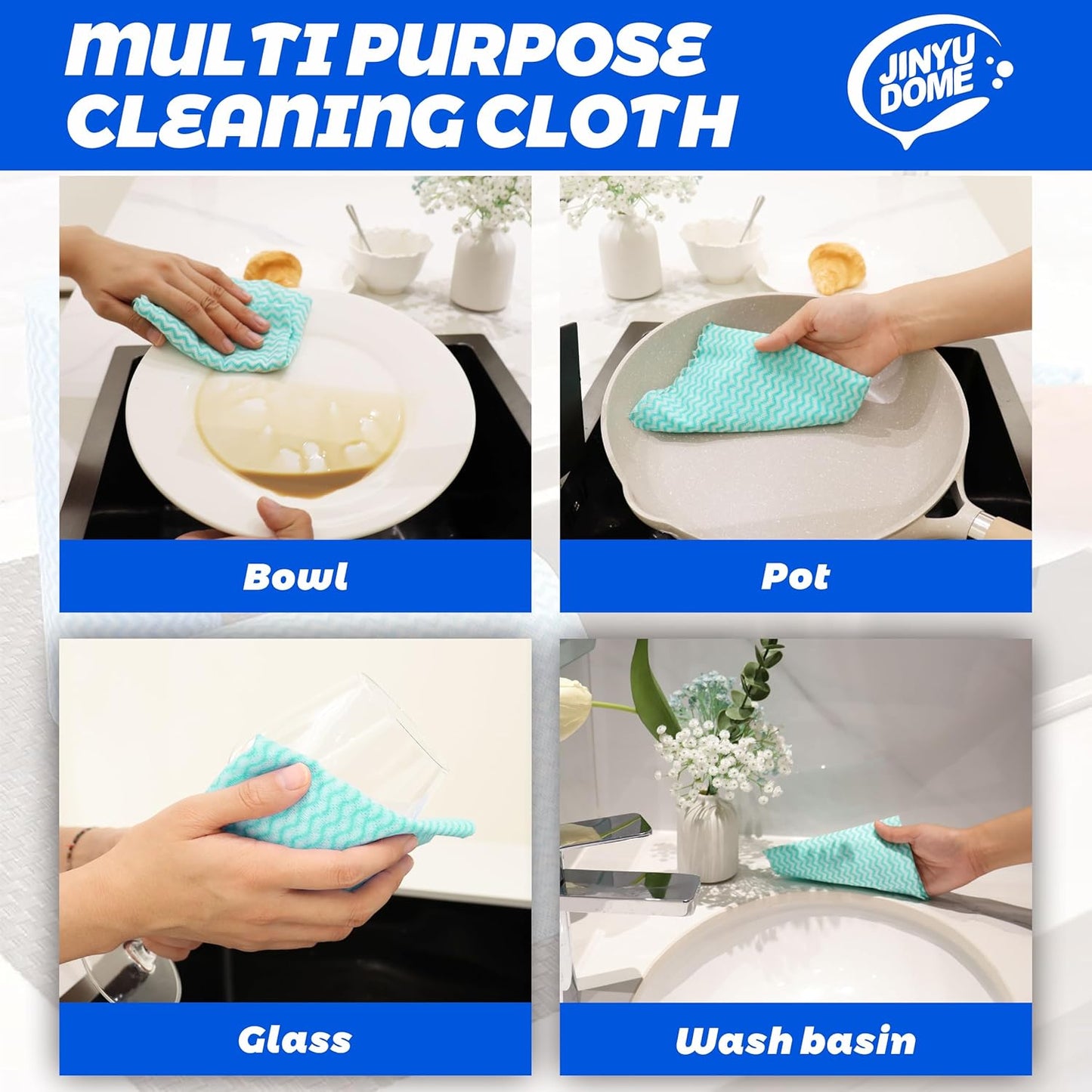 Handi Wipes Reusable Cloths, Green Disposable Kitchen Cleaning Towel Roll, Heavy Duty J Cloth,50