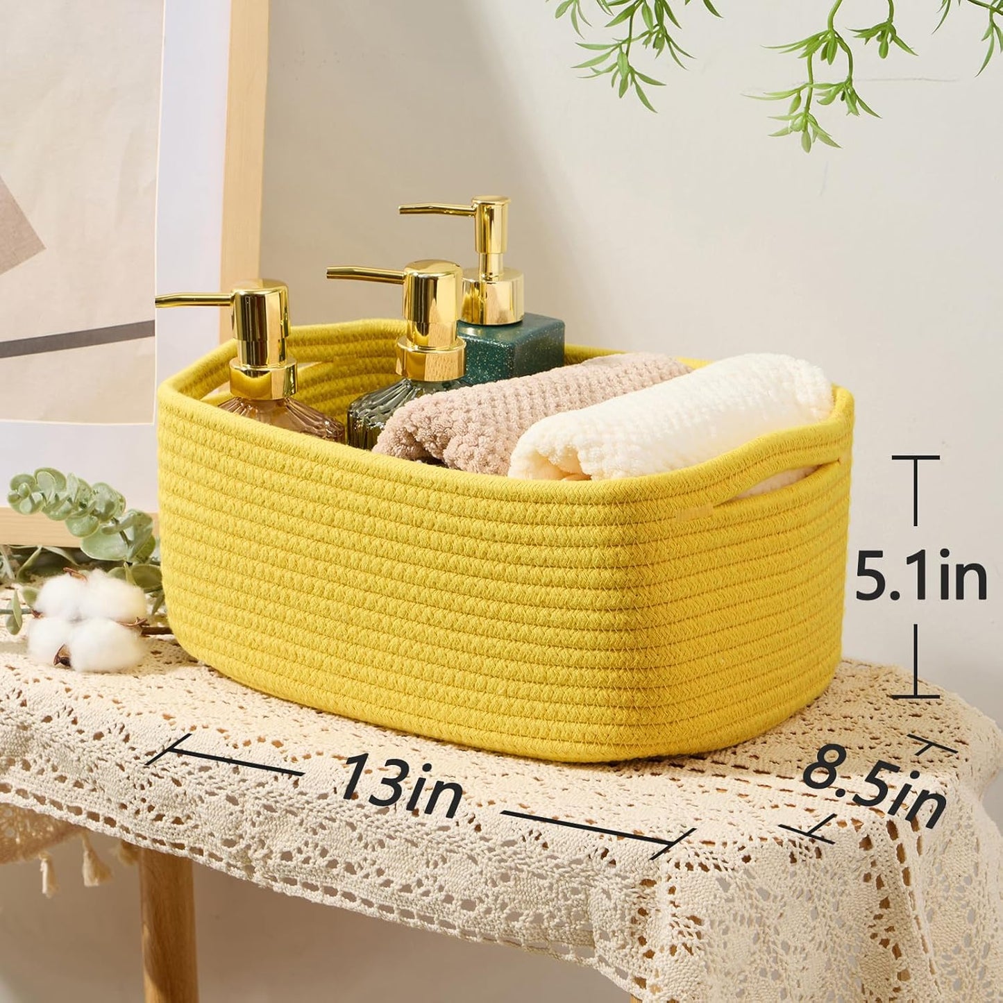 Small Storage Baskets for Organizing | Closet Organizer Bins | Shelf Toy Basket | Woven Rope