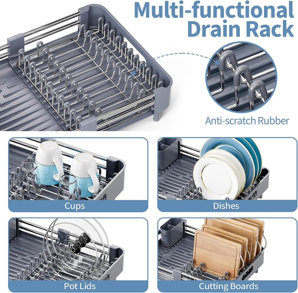 Dish Racks for Kitchen Counter, Dish Drying Rack - Stainless Steel Dish Drainer, Sink Drying Rack
