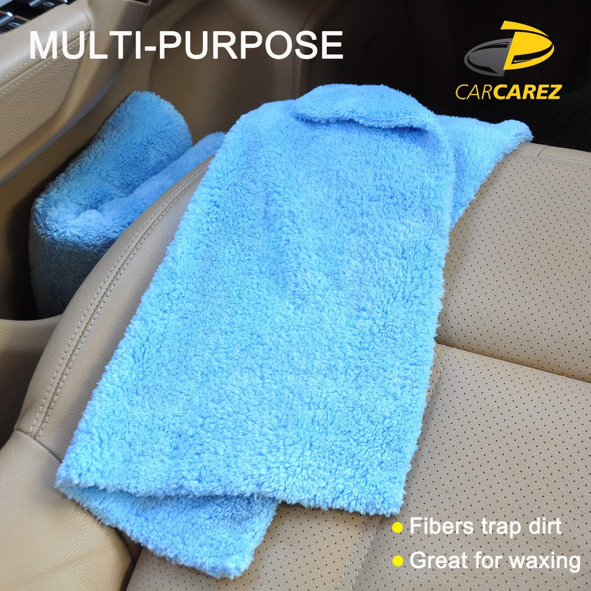CARCAREZ Microfiber Towels for Cars, Car Drying Wash Detailing Towel with Plush Edgeless Microfiber
