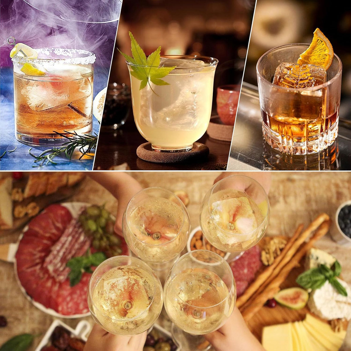 2 Pack Silicone 2 Inch Large Ice Cube Molds for Cocktails Wine Fruit and Bourbon Whiskey Easy