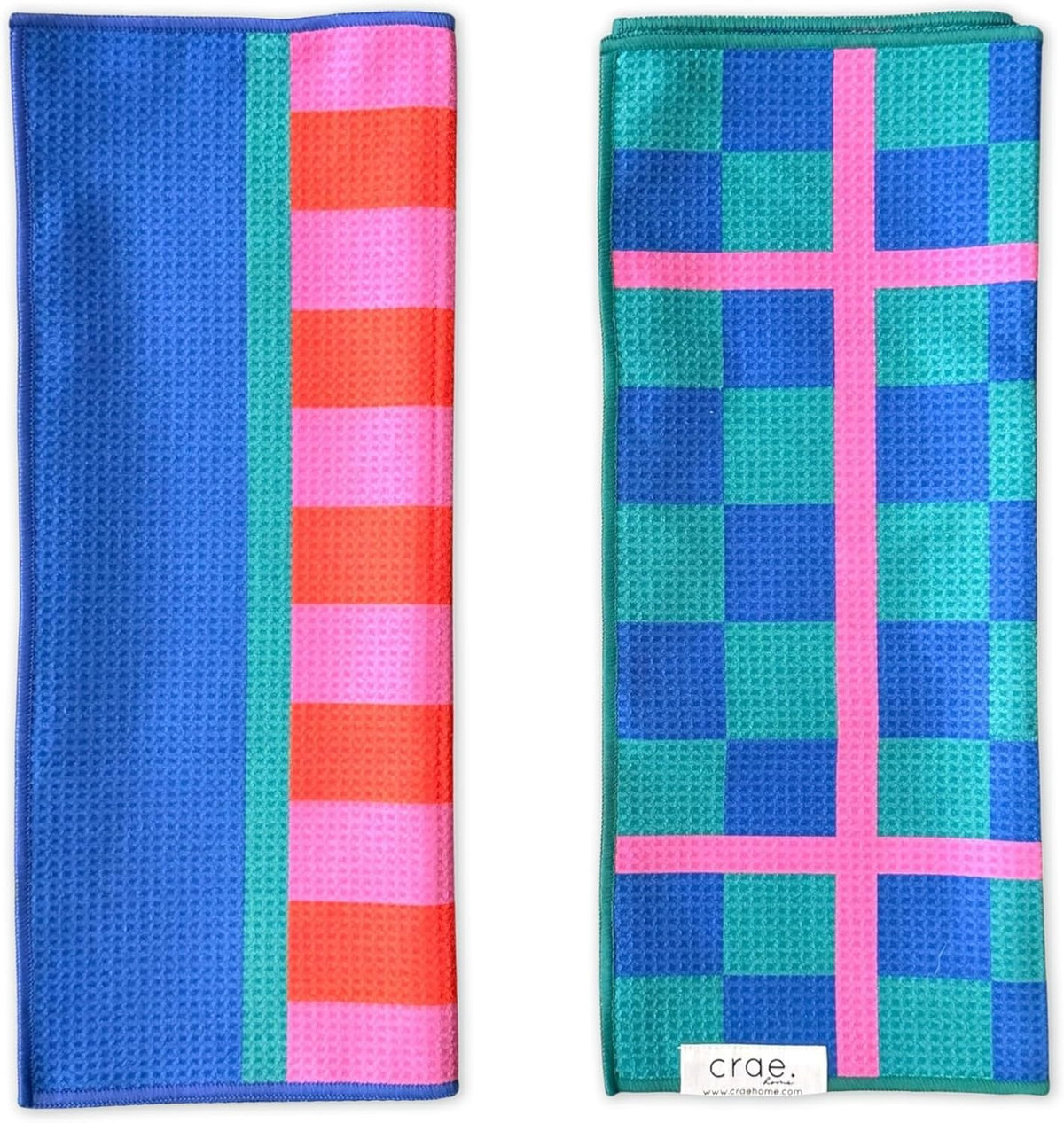 2 Double Sided Microfiber Hand Towels, 17x27 Inches Waffle Design Kitchen Towels Set, Durable &