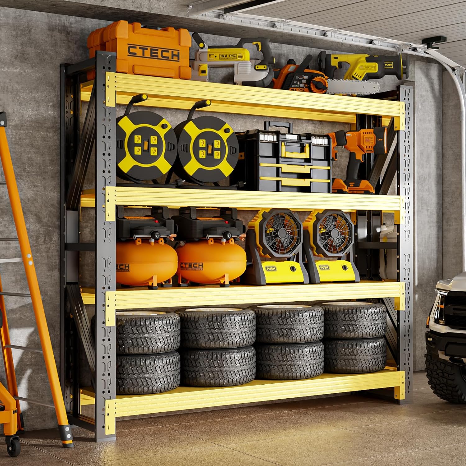 4000LBS Storage Shelves Heavy Duty, 48" W Metal Garage Shelving Units, 4 Tier Adjustable Shelf