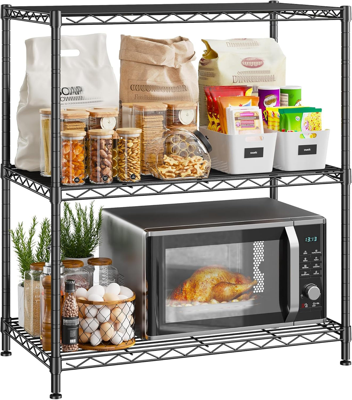Storage Shelves Adjustable Wire Shelving Metal Wire Rack Shelving Unit Storage Shelf for Kitchen