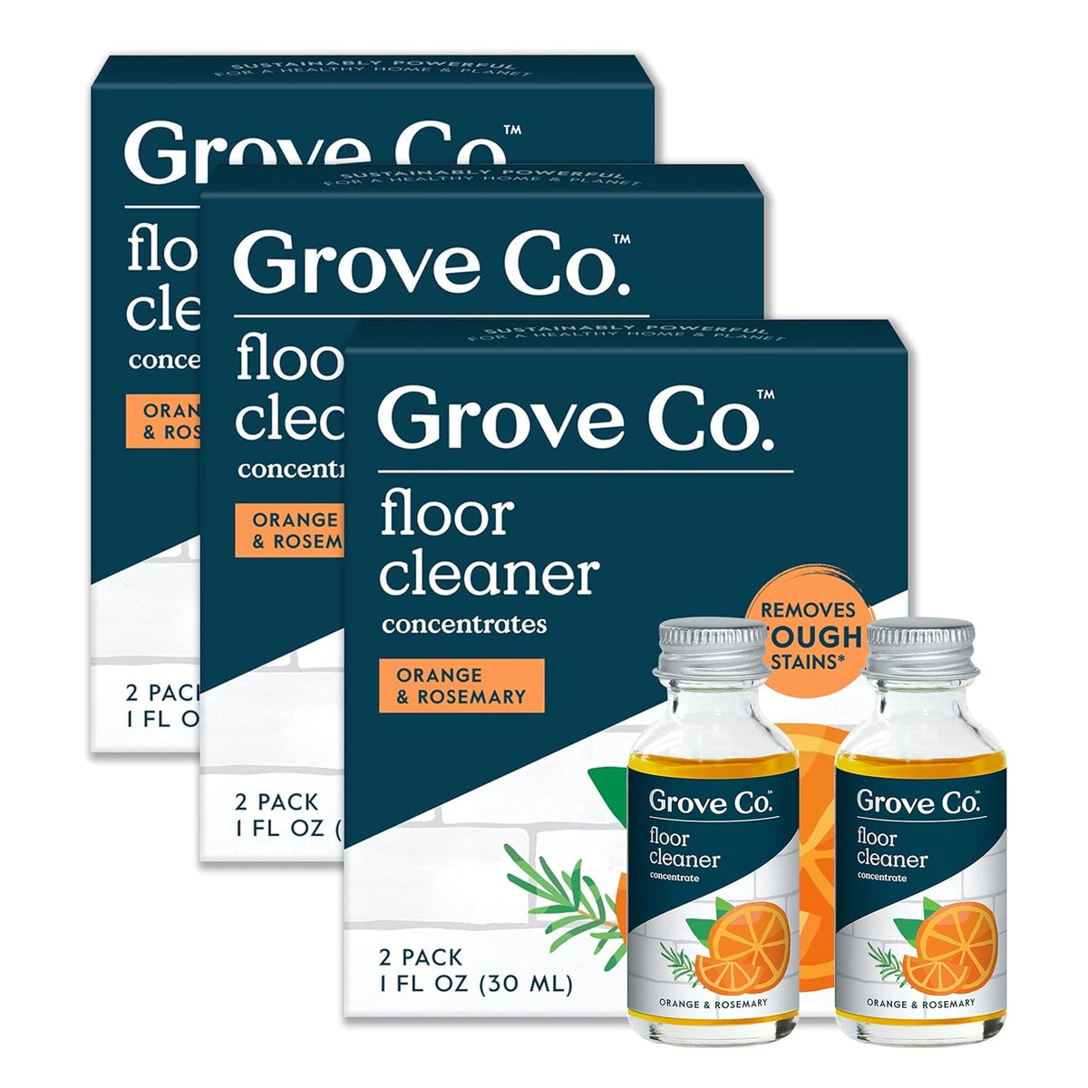 Grove Co. Floor Cleaner Refill Concentrate (6 x 1 Fl Oz) Plant-based Household Cleaning Supplies