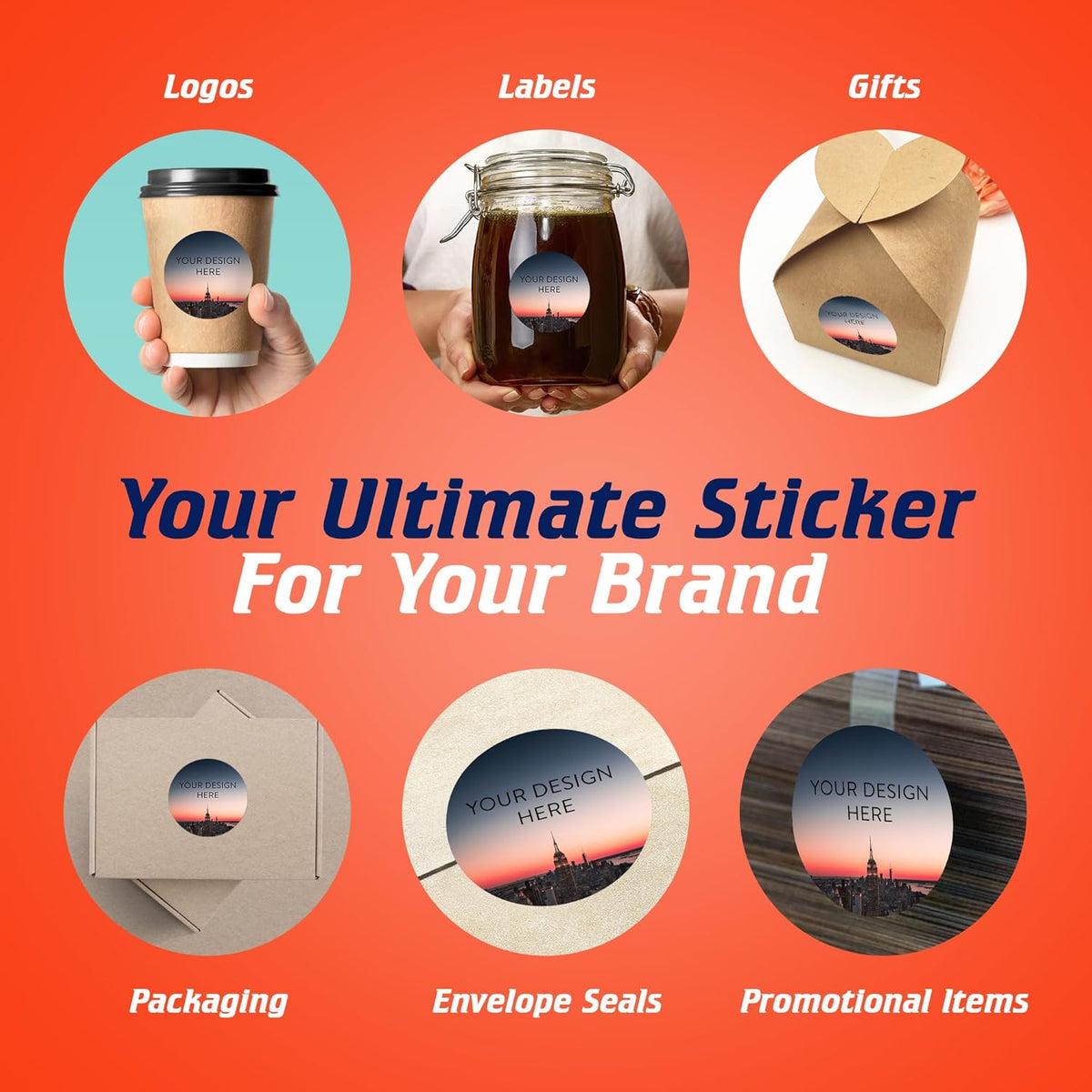 100 Custom Vinyl Stickers - Upload Your own Image, Text, Design, Logo - Personalized Logo Labels