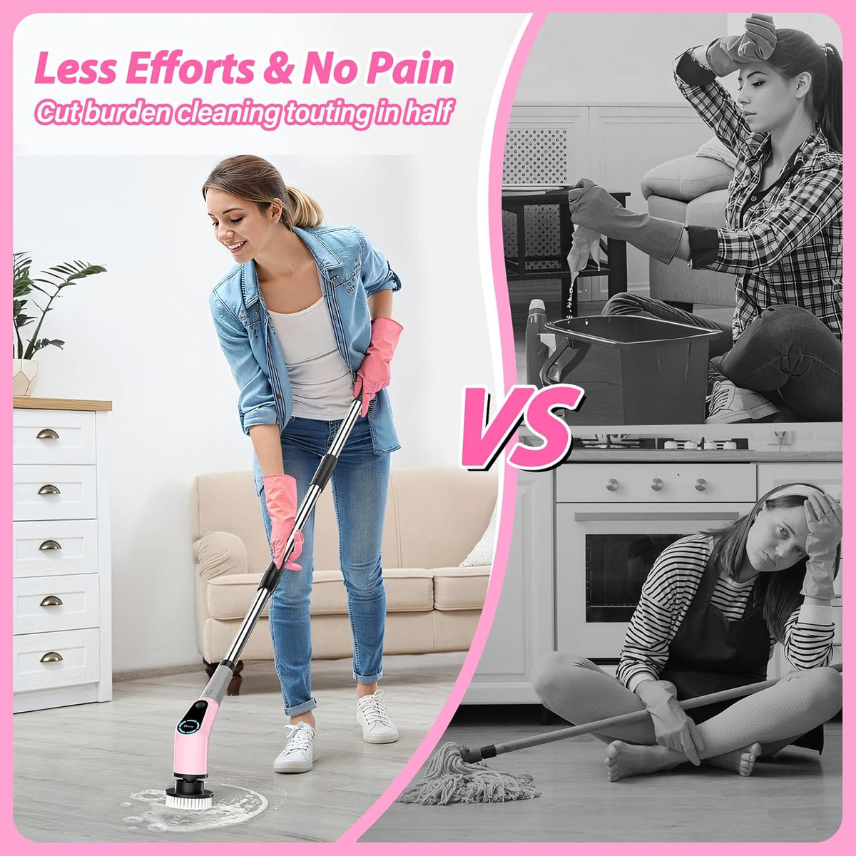 Electric Spin Scrubber, Cordless Cleaning Brush, Shower Scrubber with 8 Replaceable Brush Head