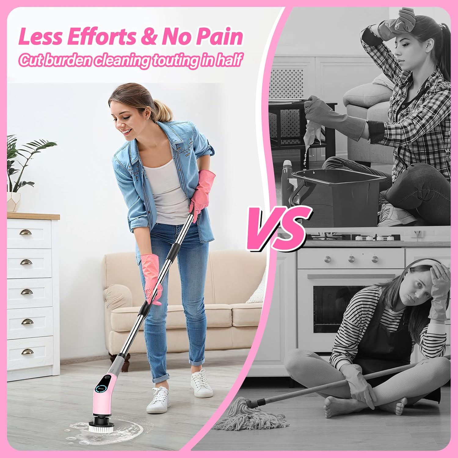Electric Spin Scrubber, Cordless Cleaning Brush, Shower Scrubber with 8 Replaceable Brush Head