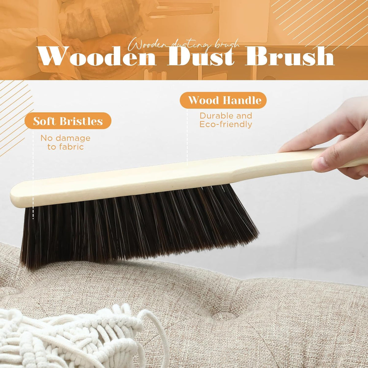 Tioncy 16 Pieces Wooden Dust Brush Bulk Hand Broom Bench Soft Bristle Cleaning Outdoor Furniture