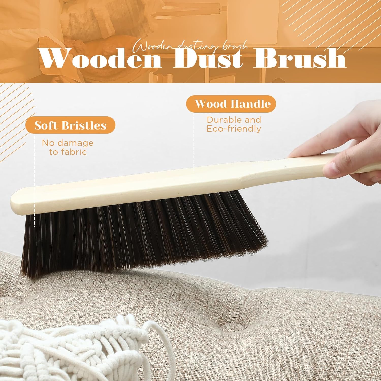 Tioncy 16 Pieces Wooden Dust Brush Bulk Hand Broom Bench Soft Bristle Cleaning Outdoor Furniture