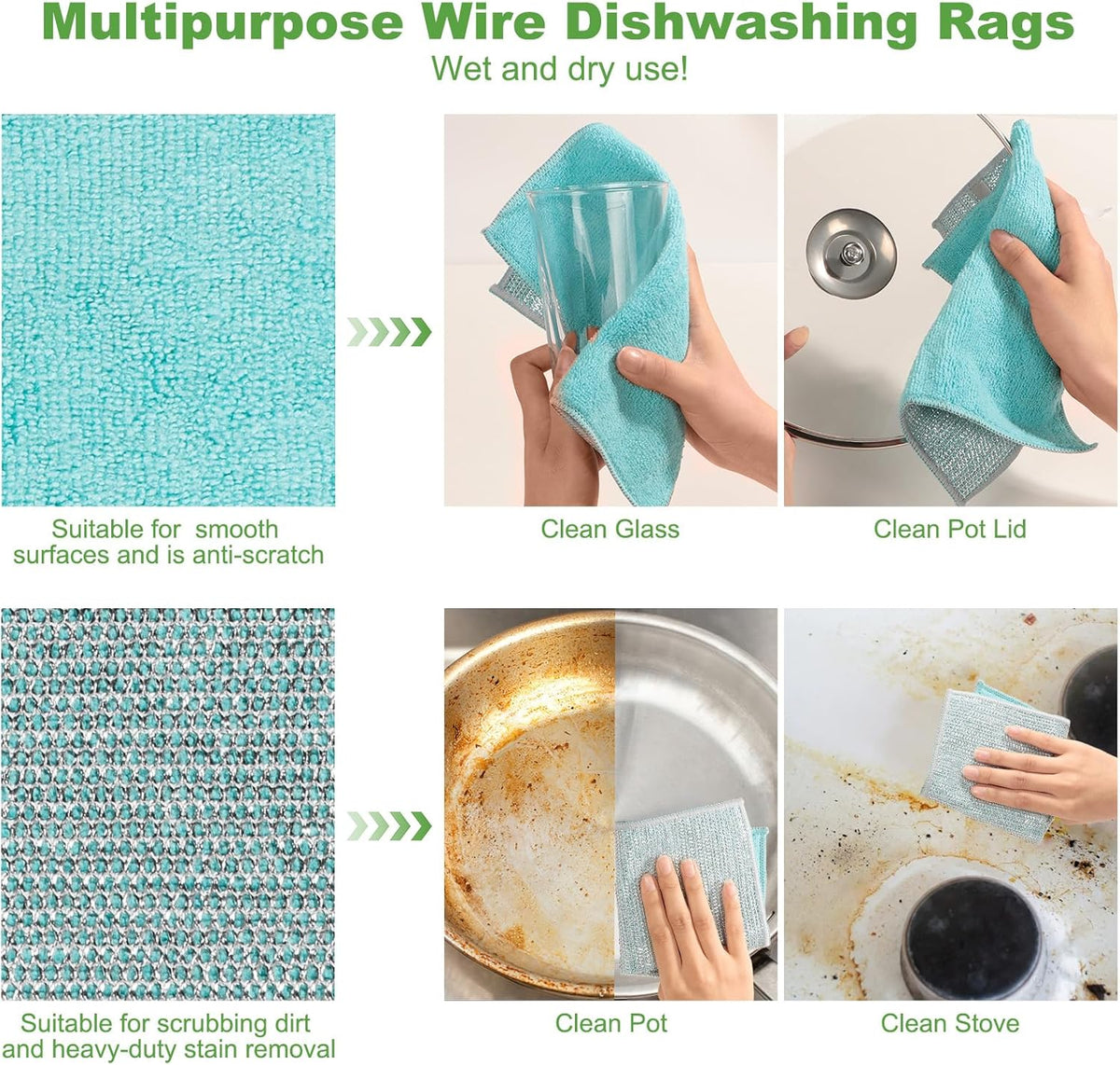 10counts Non Scratch Wire Dishcloth Multipurpose Wire Dishwashing Rag for Washing Dishes,Double