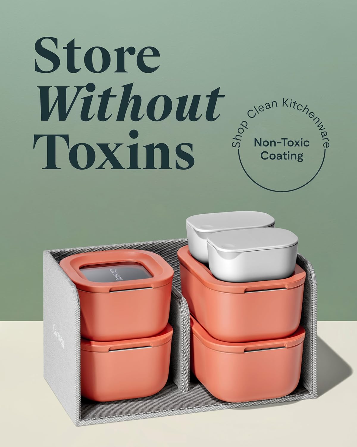 Caraway Mini Food Storage 11pc Set - Glass Storage Containers for Food - Non-Toxic Ceramic-Coated