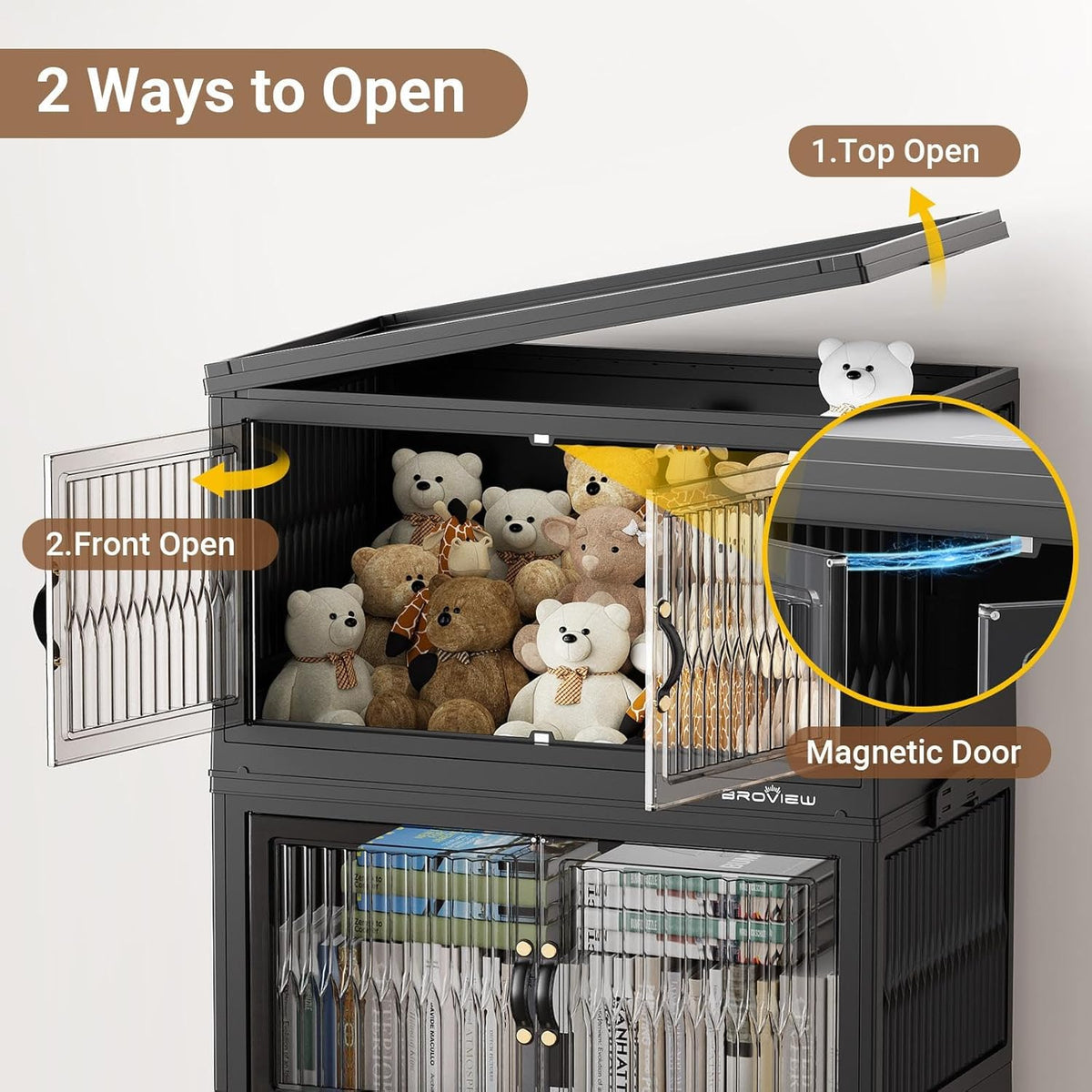 BROVIEW 600Qt Stackable Storage Bins with 5 Lids, Extra Large Closet Organizer Collapsible Drawer