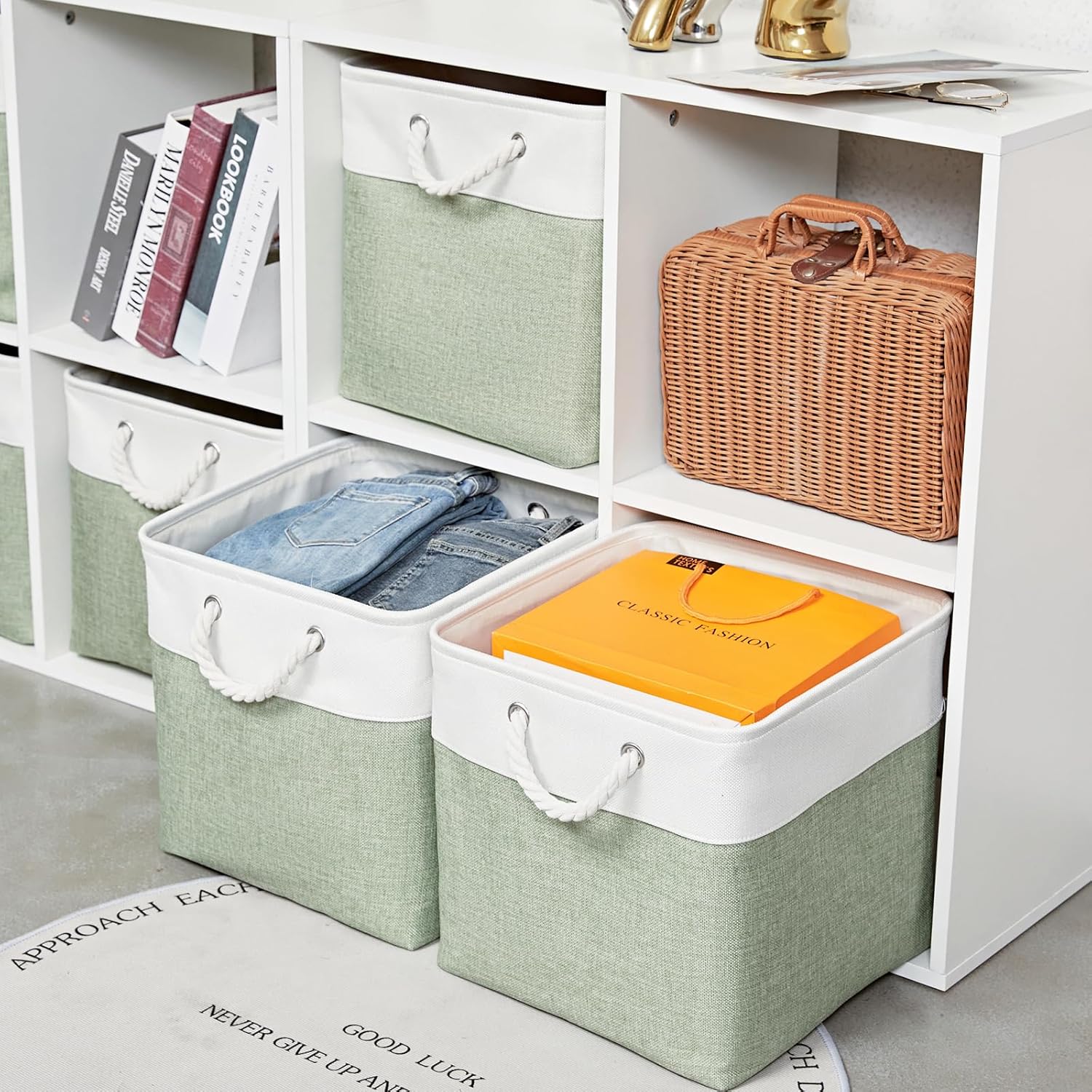 13 x 13 Inch Extra Large Storage Cubes,6 Pack Cube Storage Bins for Shelves，Fabric Collapsible