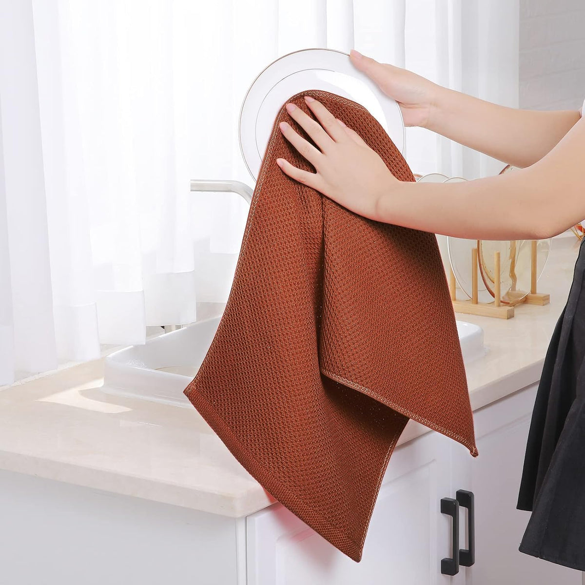 Homaxy 100% Cotton Waffle Weave Kitchen Dish Towels, Ultra Soft Absorbent Quick Drying Cleaning
