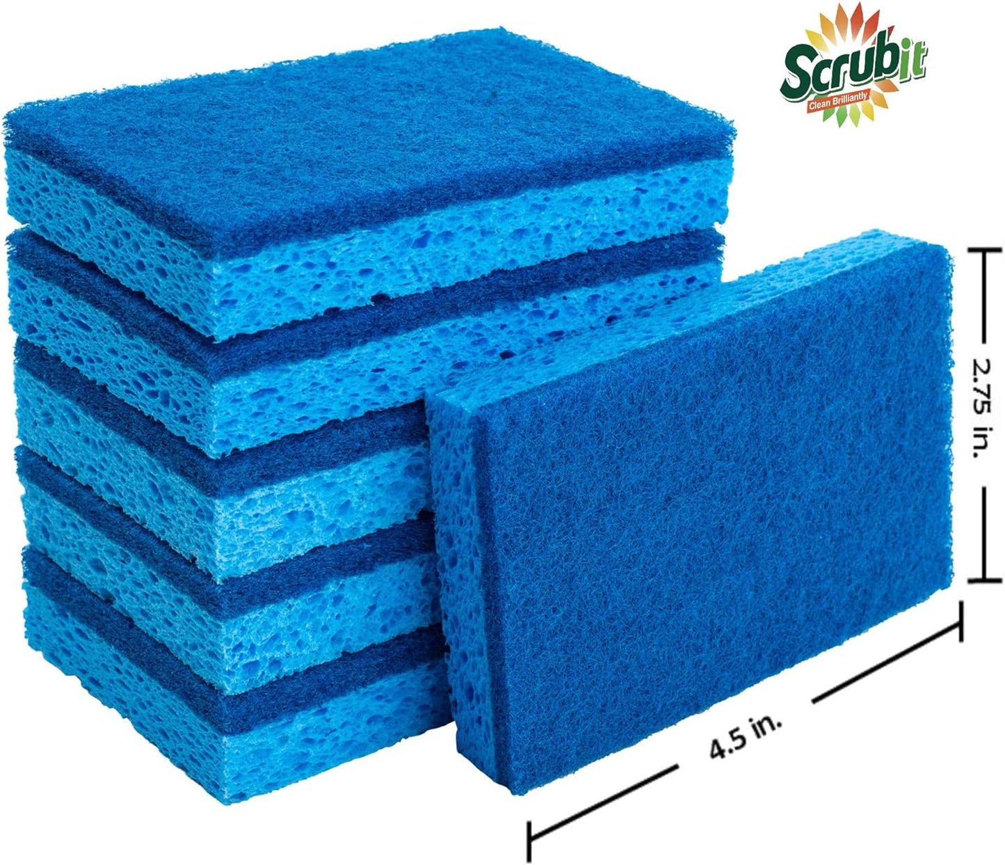 Scrubit Non-Scratch Cleaning Scrub Sponges- Scrubbing Dish Sponge Ideal for Washing Kitchen,Dishes