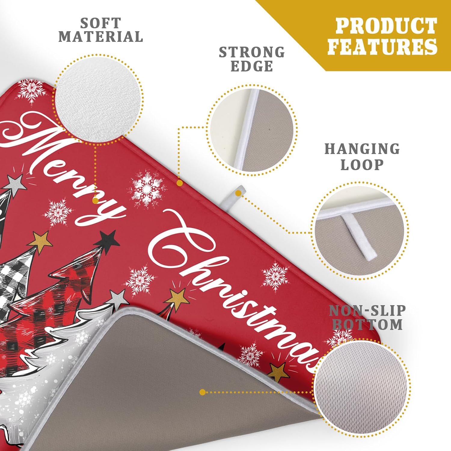 Merry Christmas Dish Drying Mats for Kitchen Counter 18x16 Inch Christmas Tree Snowflake Mat Xmas