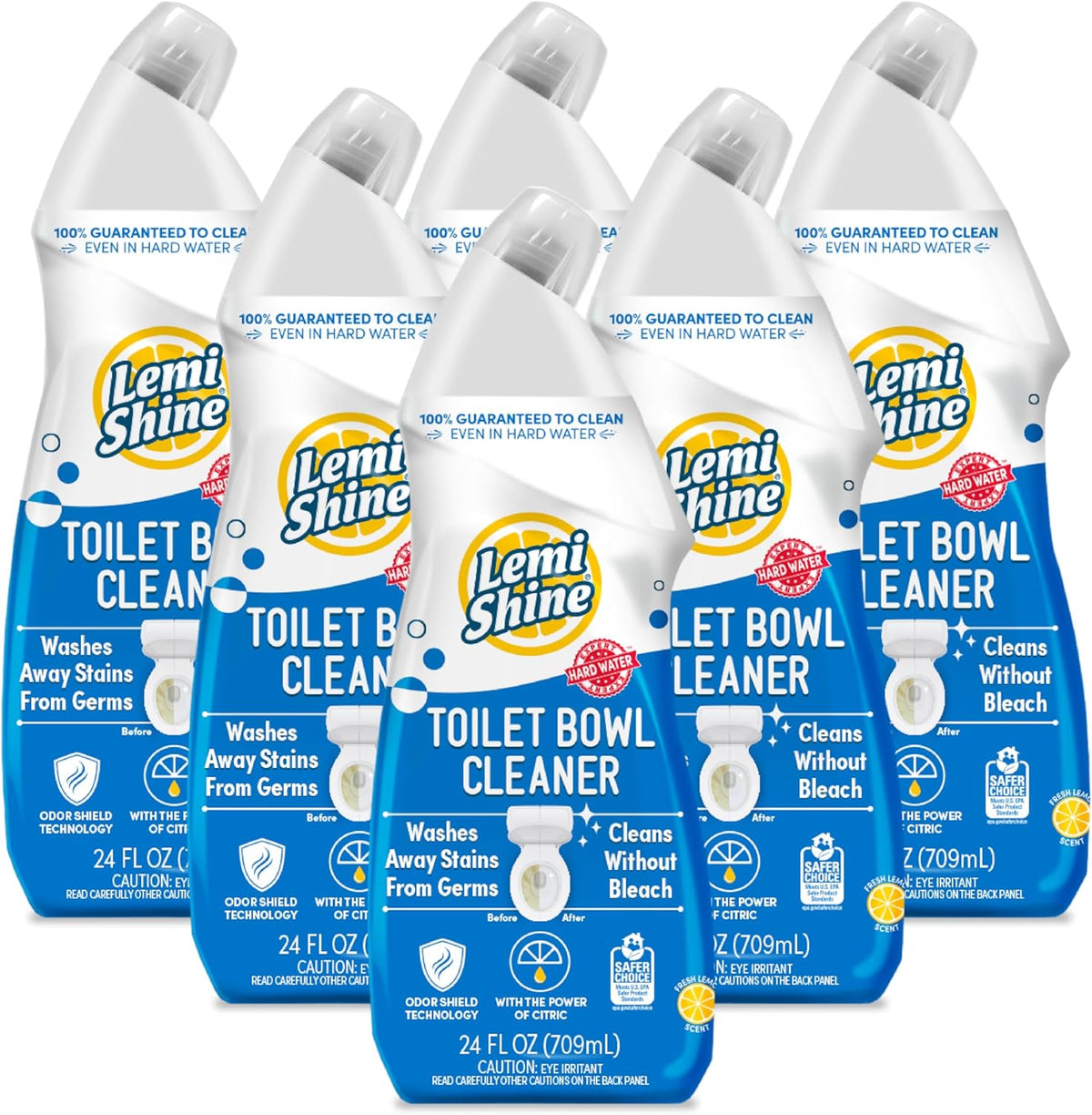 Lemi Shine Toilet Bowl Cleaner - Bleach-Free Toilet Cleaner - Removes Tough Stains and Odor - 24 fl