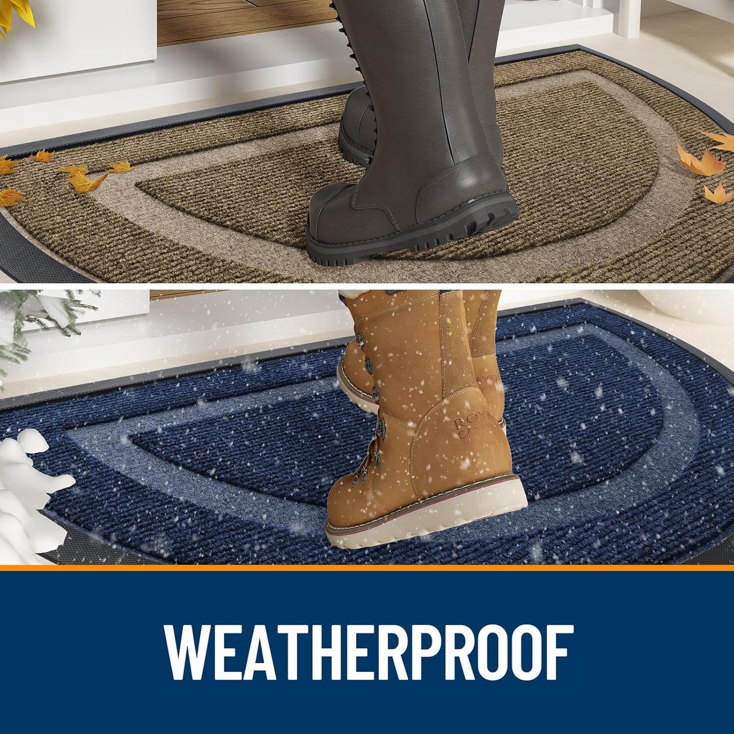 OLANLY Half Circle Door Mat Indoor Outdoor Entrance Welcome, Waterproof All-Season, All-Weather